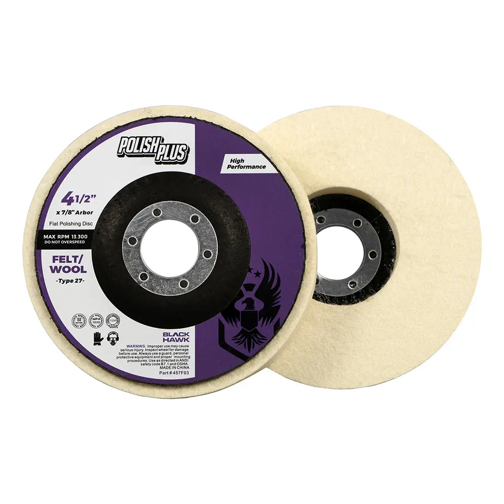 4-1/2" x 7/8" Polish Plus XL Flat Felt Polishing Disc - 5 Pack