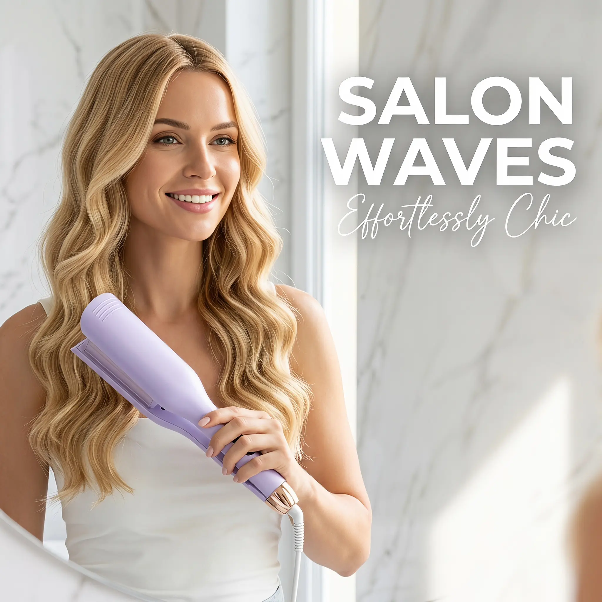 32mm Korean Waver Crimper - Fast Heat Curling Styling Tool for Lazy Users, Hair Crimper Iron, Heated Curler, Frizz-Fighting, Youthful Vibe-Boosting, Creates Water Ripple Waves, Fast Heat Curler