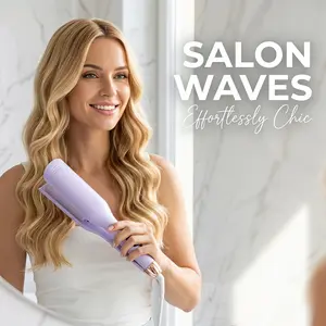 32mm Korean Crimping Hair Wand - Personal Care Appliance for Lazy Users to Create Water Ripple Waves & Big Curly Hair