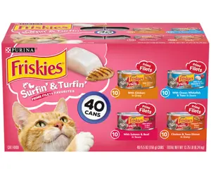 Purina Friskies Surfin' & Turfin' Adult Cat Wet Food - Variety Pack, 40 CT, 220 OZ