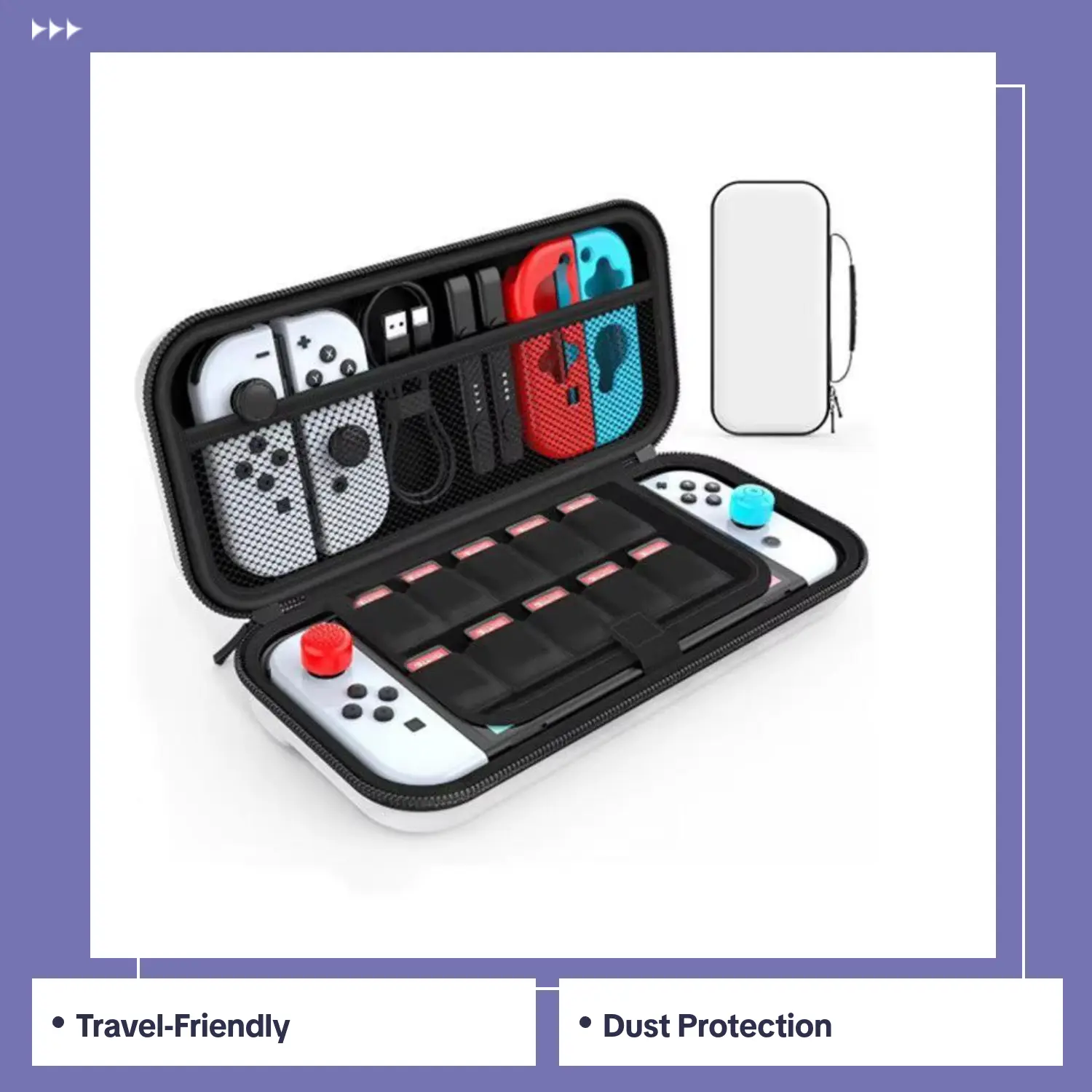 Storage Bag for Nintendo Switch Console Carrying Case for Switch OLED with 20 Games Cartridges Protective Hard Shell Storage Bag NONE