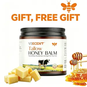 Veecent New Arrival Beef Tallow & Honey Whipped Balm (4 fl oz) - Glow-Boosting, Aromatic, Citrus, Alcohol-Free Ingredients Body Balm, Handmade Natural Moisturizer for Dry Skin Body Care, Glow-Boosting Body Balm