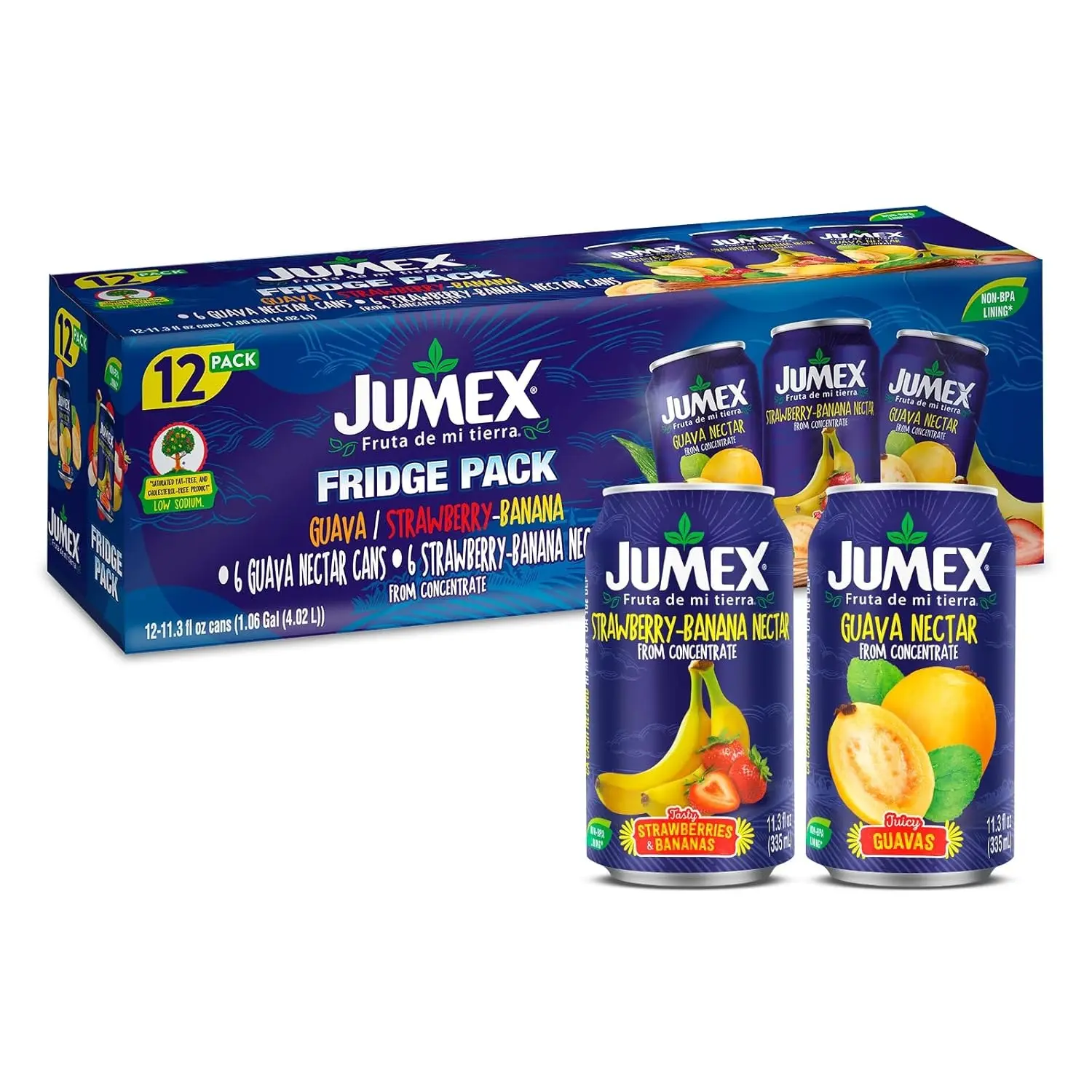 Jumex Strawberry Banana & Guava Juice Nectar - Made with Fresh Fruit Puree - Tropical Fruit Juice Concentrate for Smoothie Mix, Cocktail Mixers, Kids Drinks & Beverages - 11.3oz, 12 Pack Canned Drinks