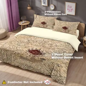 3-Piece Cartoon Harry Potter Bedding Set, Soft Breathable Sheets & Pillowcases, Perfect for Bedroom & Guest Room Use, Soft Bedding Sets