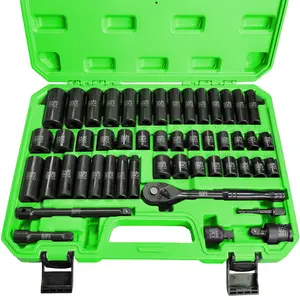 DARK DUCK 50 Pcs Mechanic Tool Set, 3/8" Drive Impact Sockets SAE/Metric, High Torque CR-V 6-Point Sockets with 72T Quick-Release Ratchet for Auto Repair & Home DIY, Case Included