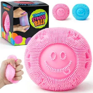 Fuzz Ball Squishy Stress Ball Toy,Fuzzball Squishy,Soft Fidget Toy for Anxiety Relief, Sensory Squishy Ball Calming Tactile Grip for Soft Stress Relief Ball for Kids and Adults (Pink)