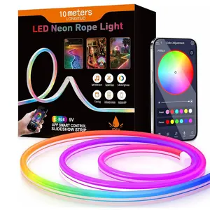 33.3 Feet (10 Meters) LED Neon Light RGB-Ic, 5v USB Bluetooth-compatible LED Strip Led Lighted for Walls, Outdoor Lighting, APP Control, Music Sync, Game Room Decor, Rgbic Neon Lights