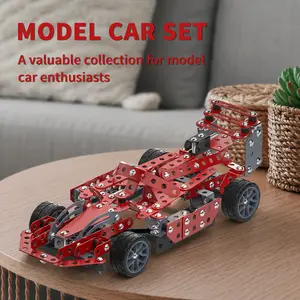 High-difficulty metal-texture racing building block model for teens, realistic car replica assembly toy, compatible with LEGO standard building sets, complete DIY assembly accessories set, lifelike sports car design ideal for desktop display—a dedicated