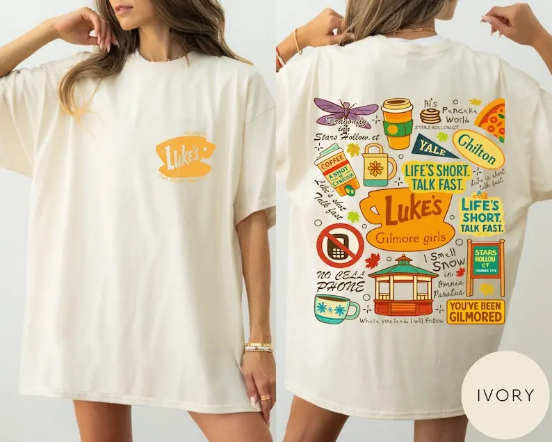 Stars Hollow Two- Sided Comfort Colors Shirt , Back and Front Stars Hollow Adult Shirt, Lukes Diner Tee, Nostalgia Shirt, Cute Fall T-Shirt