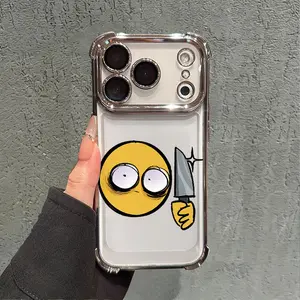 Sneaky Smiley with Knife Phone Case for iPhone 17 AIR 17 PRO 16 PRO 15  PRO MAX  14 PLUS 13 PRO 12 11 series (silicone softshell) airbag anti-drop and shockproofmobile phone protective case