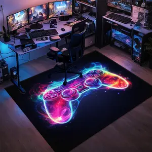 Neon Glow Gaming Controller - RGB Light Show,matrix e-sports themed rectangular velvet rug,,artistic&stylish,HD print,double-locked edges.Machine/hand washable,non-slip,easy-care,multi-scene for home&game rooms. Video Game Rug