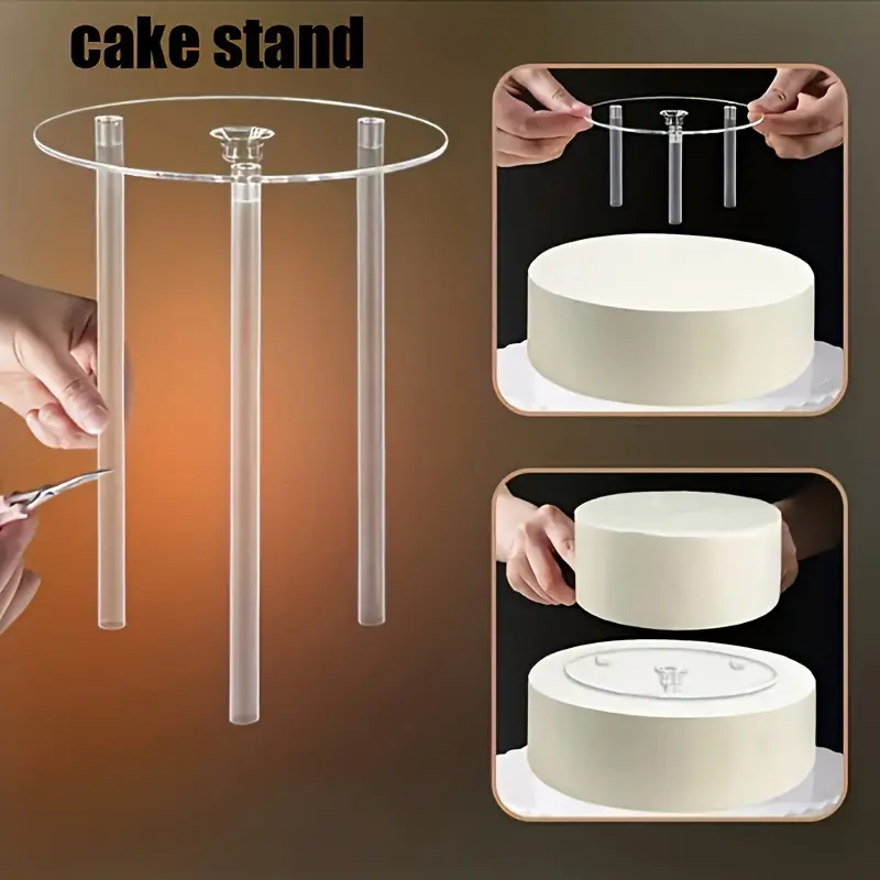 4Pcs Reusable Cake Layer Stacking Kit with Baffle and Dark Pin Rod - for Weddings, Baking, Baking Tools, Baking Supplies, Baking Accessories - Kitchen Gadgets for Home Clear Cake Stacking Pin