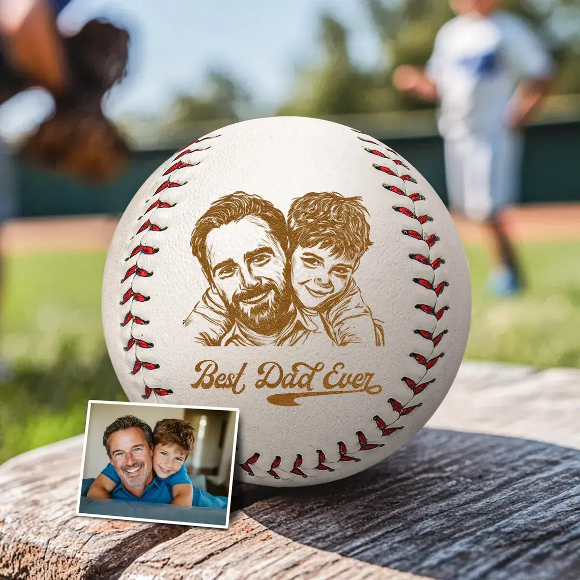 Personalized Photo on Baseball Ball Engraved, Custom Your Kids Picture Father's Day Present , Father's Day Gift for Dad, Grandpa, Coach