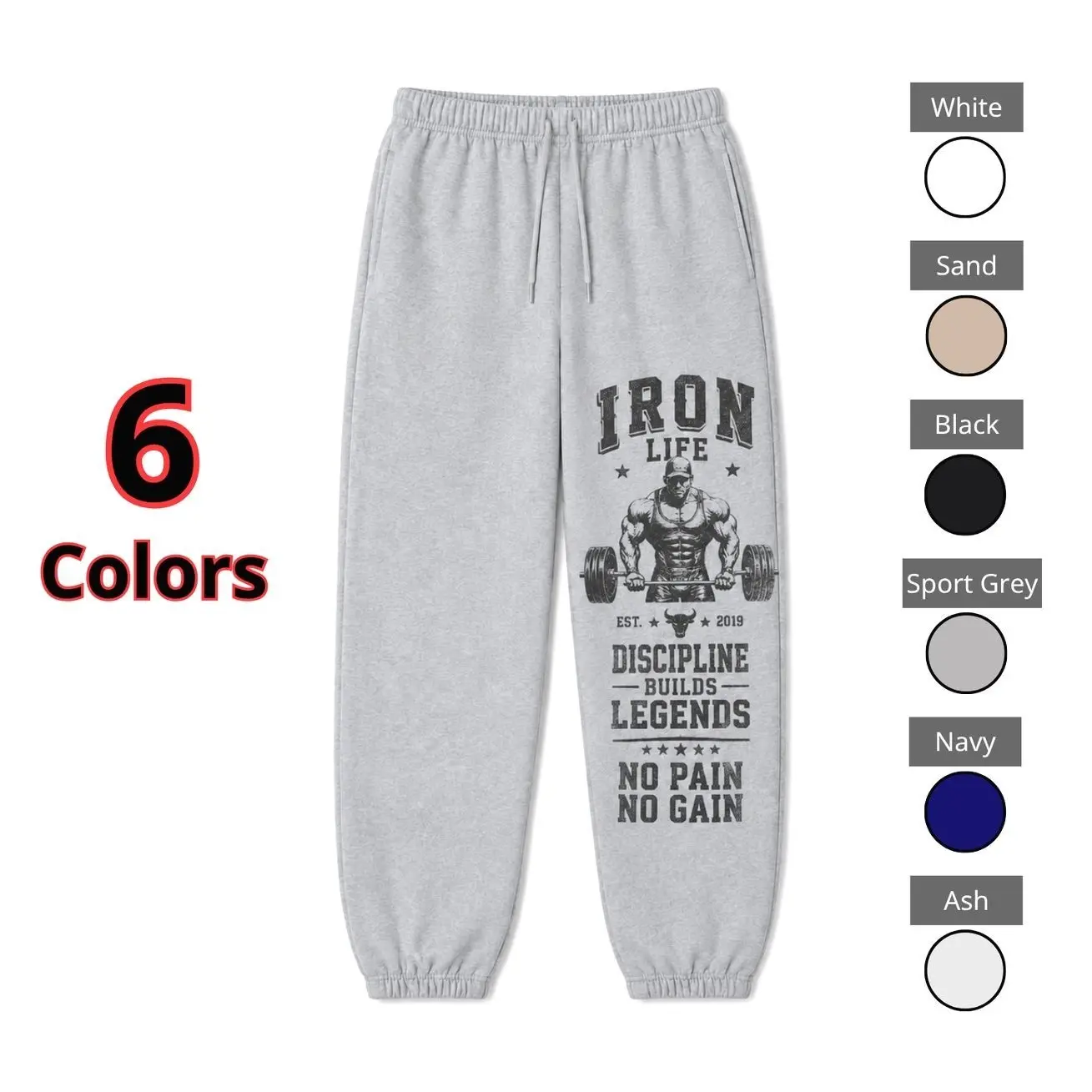 Men’s & Women’s Motivational Gym Sweatpants, Vintage Weightlifting Graphic Joggers with Elastic Waist & Drawstring, Comfortable Casual Pants for Fitness, Workout, Training, Streetwear, Lounging & Daily Wear 9