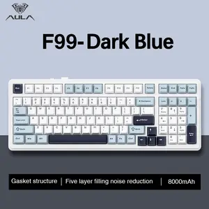 AULA F99 Tri-Modes Wireless Mechanical Gaming Keyboard, 2.4G Bluetooth Compatible Gasket Hot Swappable Custom Keyboard,Pre-lubed Linear Switches,Ergonomic,RGB Rainbow Backlit Creamy  Keyboards Numpad Office Computer Accessories TikTokShopfalldealsforyou