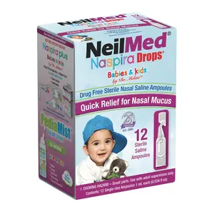 NeilMed Naspira Drops for Babies & Kids - 12 Sterile Saline Ampoules for Nasal Congestion Relief - Gentle & Drug-Free Nasal Rinse Solution NeilMed Naspira Drops for Babies & Kids - 12 Sterile Saline Ampoules for Nasal Congestion Relief - Gentle & Drug-Free Nasal Rinse Solution