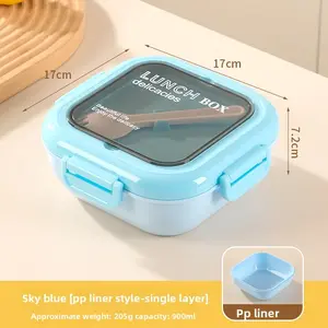 High-quality indoor and outdoor plastic, stainless steel 304 exquisite lunch box, food storage container, food-grade lunch box for office workers, microwave-safe lunch box, tableware spoon, insulated lunch box