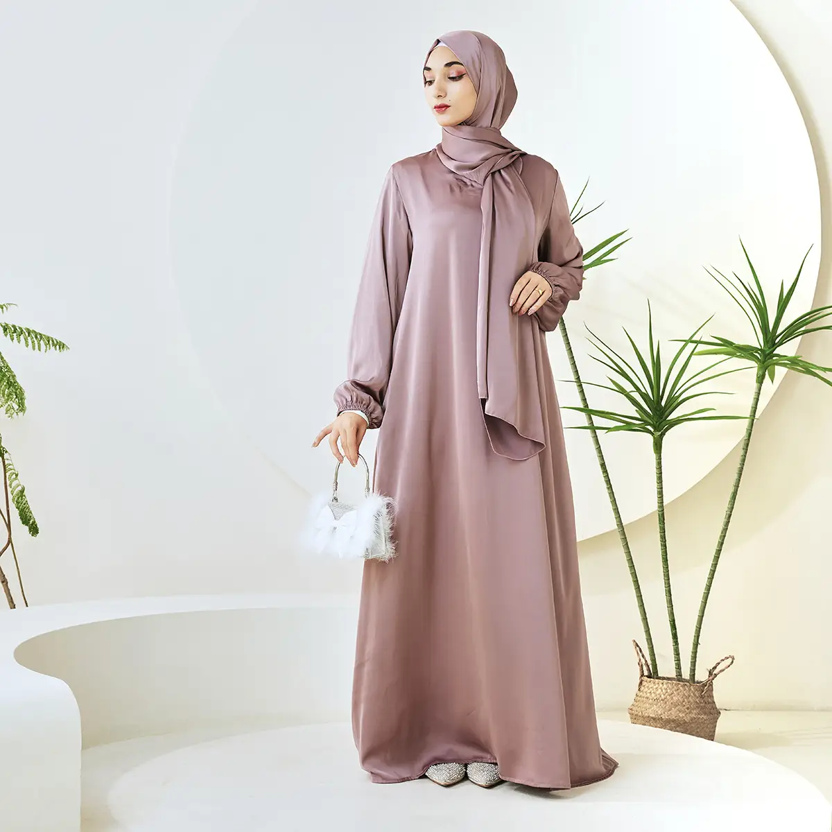 AMANI Satin One Piece With Hijab Abaya: Stylish Statement of Elegance (NCA001) Silk Formal Women