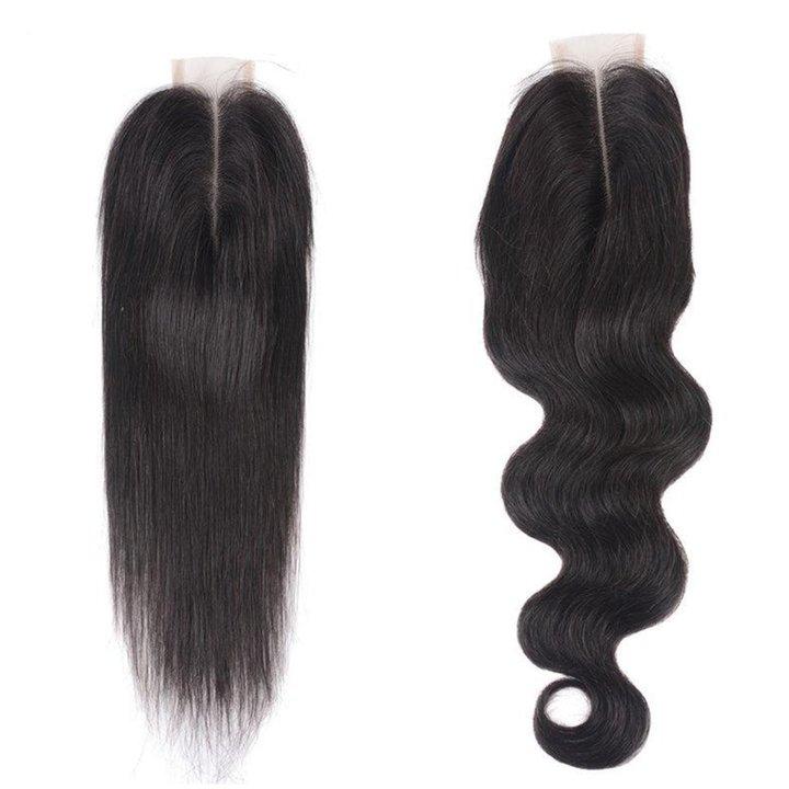 Riverwood 2*6 Lace Closure Straight/Body Wave 100% Virgin Human Hair Middle Part Transparent Lace Natural Black 30grams Hand Tied Strong Invisible Closure