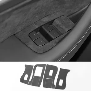 New 2026 For Tesla Model 3 Y 2019-2023 Window Switch Lifter Panel Trim Frame Sticker Tuning Made of Alcantara Car Interior Accessories car decor accessories