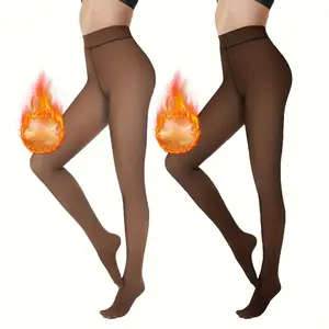 Women'S High-Waisted Sheer Black Tights with Thickening, 200G Pair - Elastic Semi-Sheer Stockings, Solid Color, Machine Washable, Knit Fabric