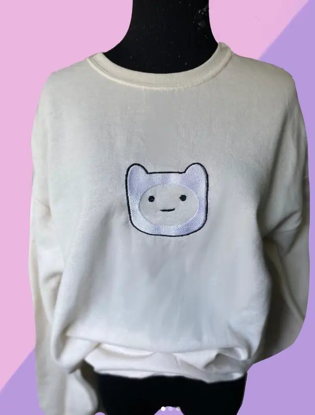 Finn Adventure Time Best Friend Embroidered Sweater // adventure time apparel // ice king sweater // Finn the human  Comfort Casual Cotton Womenswear
