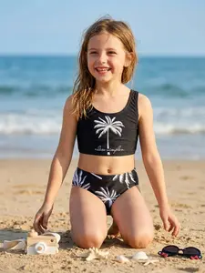 Women's High-Waist Palm Tree Print Tankini Bikini Sets - Scoop Neck Bathing Suit for Summer Tropical Beachwear, Men's Slim-Fit Moisture-Wicking Compression Sports & Outdoor T-Shirt (Women's Swimsuits Included)