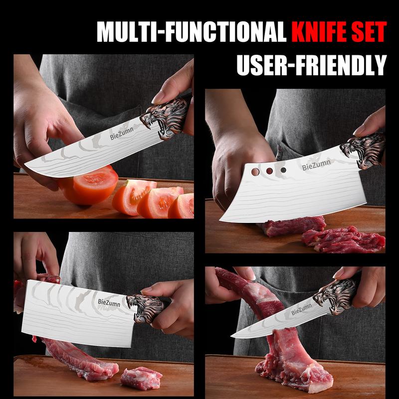 Knife Multicolor Premium Stainless Steel Cutlery Set Block Kitchen Knives super sharp kitchen knife Super Sharp masakan  rumahan