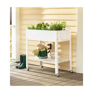 Evergreen White Metal Grow Table with Handle