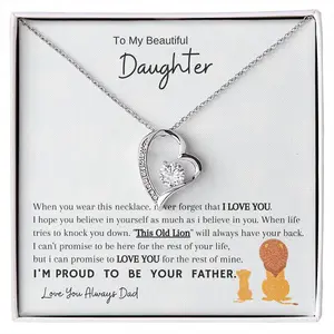 To My Daughter Gift New Love You Heart Pendant Necklace Fashion Jewelry Women Girl Gifts Birthday Silver Gold Color Necklaces