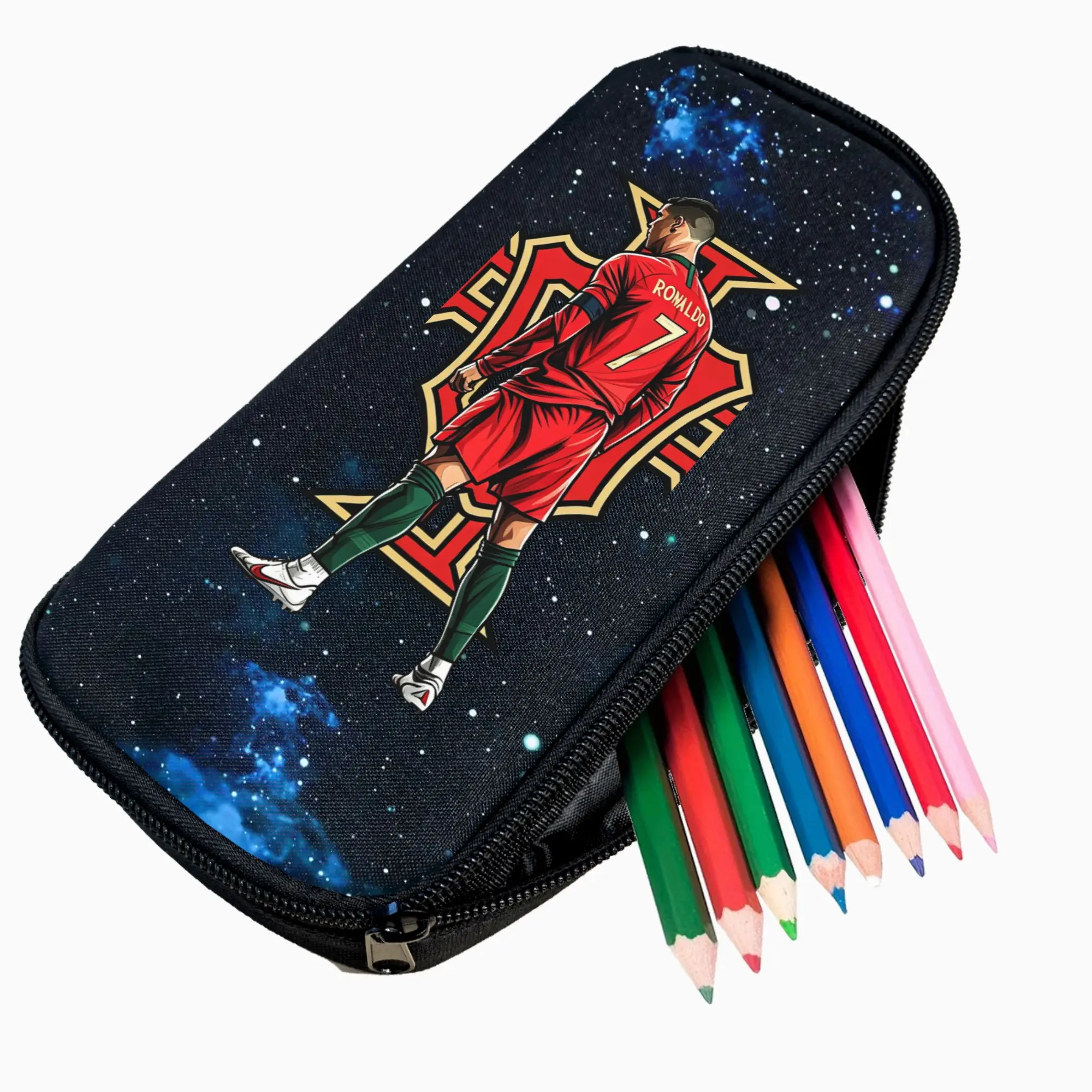 CR7 Soccer Pencil Case Zipper Pencil Pouch Big Capacity Pen Case for Girls Boys Back to School Gift