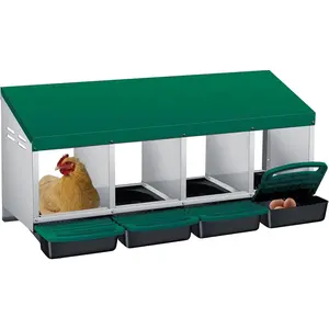 GAOMON 4-Hole Chicken Nesting Boxes for Farm,Corrosion-Resistant Metal Nesting Boxes with Egg Collection Tray,Wall Mount/Freestanding Poultry Laying Boxes for Chicken Coops and Hens,Green