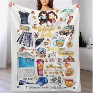 Gilmore Flannel Throw Blanket, Girls Blanket 40" x 50", 50" x 60", 60" x 80", White Nap Blanket Sofa Blanket (40"x50", AA)