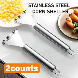 2 Counts Corn Peeler, Stainless Steel Corn Stripper for Corn on the Cob, Corn Shucker Corn Cutter to Cut Corn off the Cob Quickly