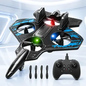 RC Fighter Jet Drone for Kids, Remote Control Flying Wing Aircraft with LED Lights, Rechargeable Glider Plane Toy