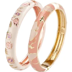 Cloisonne Bracelet Butterfly Hinge Indian Cuff Bangle Enameled  Flower Bracelets for Women  Box 55A114