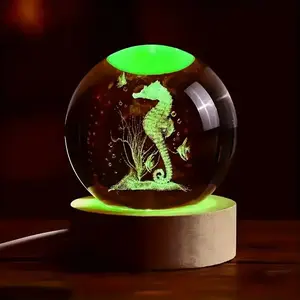 3D Crystal Ball Seahorses Lamp,Multi-Color Changing Bedroom Decor Night Lights Lamp Themed Gifts for friends,Christmas Birthday Gifts for Boys, Girls fun desk decoration