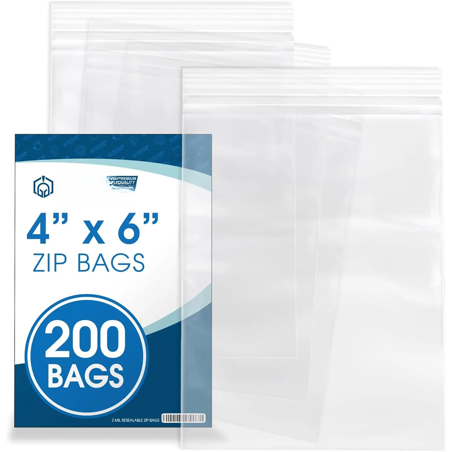 - 4" X 6" (200 Count) 2 Mil Clear Reclosable Zip Plastic Poly Bags with Resealable Lock Seal Zipper