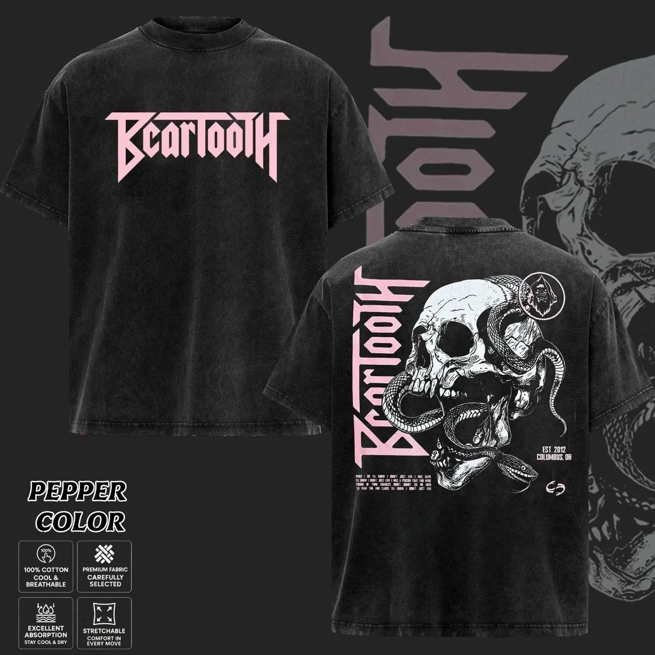 Beartooth Band T-Shirt , The Band Beartooth Graphic Tee, Vintage Hardcore Metal Shirt, Dark Skull Artwork Shirts, Heavy Rock Band Merch, Gift for Metal Music Lovers, Merch for Men & Women Z30
