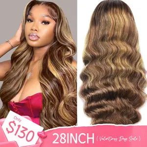 eullair P4/27 Highlight Brown Wig Body Wave Human Hair 13x6 Lace Frontal Wig