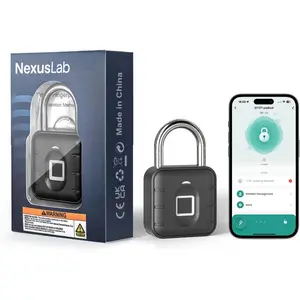Padlock, Biometric Gym Lock for Locker, Thumbprint Bluetooth Padlock with Tuya App, IP67 Waterproof Security Lock for Gate, Shed, School & Unit