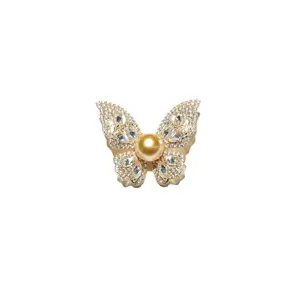 Butterfly Brooch With Cultured Golden Pearl