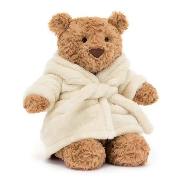 Jellycat Bartholomew Bear Bathrobe Plush with Jellycat Gift Bag & Bonus Gift – Soft Cozy Teddy Bear Stuffed Animal, Authentic London Collector Plush, Cute Luxury Gift for Kids, Girlfriend, Baby Shower, Nursery Decor