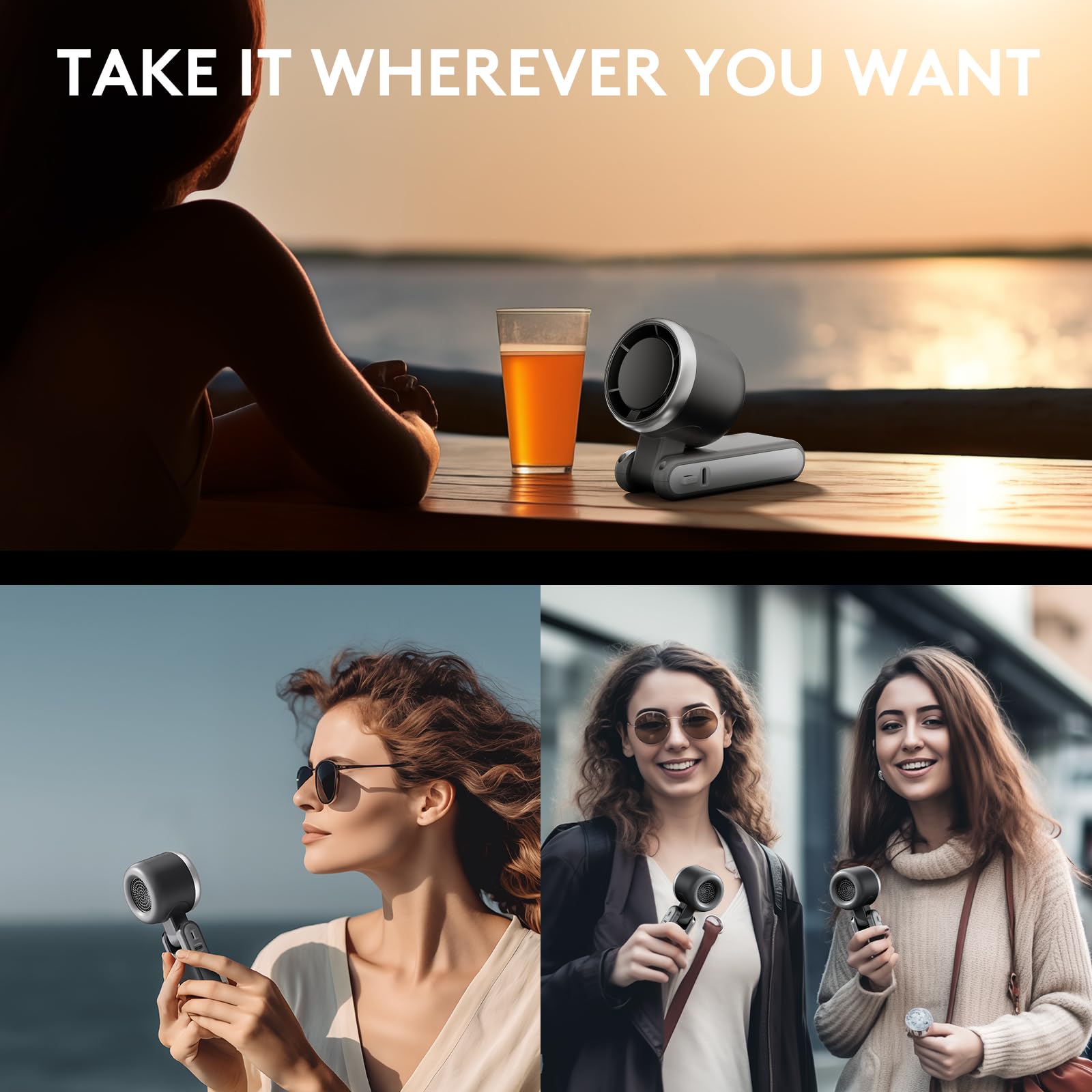 Foldable Handheld Fan, Portable High Speed Rechargeable 10000mAh Mini Turbo Fan, Digital Display, 5 Speed Adjustable Personal Small Pocket, Gifts for Women Men Travel Camp Outdoor Office