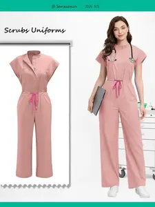 Slim Fitting Elasticity Scrubs Workwear | Stylish Jumpsuit Uniforms for Pet Hospital Staff, Spa Therapists, and Senior Care Professionals Who Love Modern Style