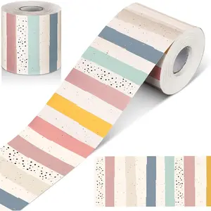 Classroom Bulletin Board Border 65 Feet Polk Dot Stripes Straight Rolled Trim Borders for Bulletin Board Decorations School Home(Boho)