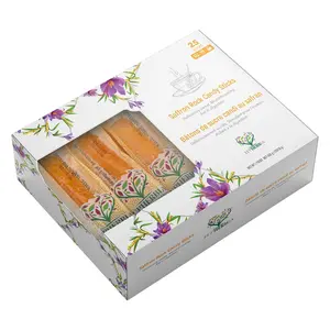 EUPHERBIA Saffron Rock Candy Sticks 25 Pack (450g), Handcrafted Sugar Crystal Candy with Grade A+ Saffron, Sweetener for Tea, Coffee & Hot Drinks
