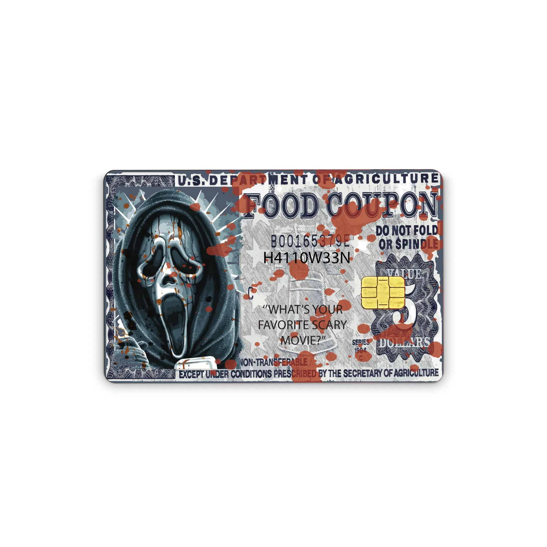 Halloween Food Coupon Credit Card Sticker Decal With Easy Pull Tabs