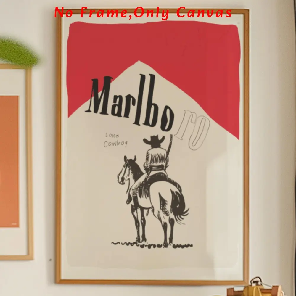 Vintage Marlboro Cigarette Poster, 1 Count Retro Cigarette Poster, Frameless Wall Art for Home Living Room Bedroom Office, Home Decor, Photo, Canvas Art