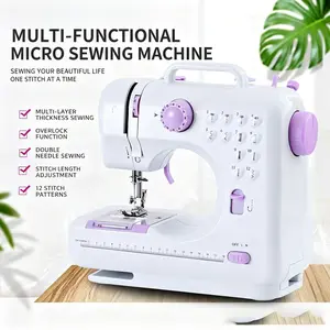 Mini Sewing Machine Portable Household with Overlock Buttonhole Portable Electric Sewing Machine Compact Electric Sewing Machine for DIY Home & Travel